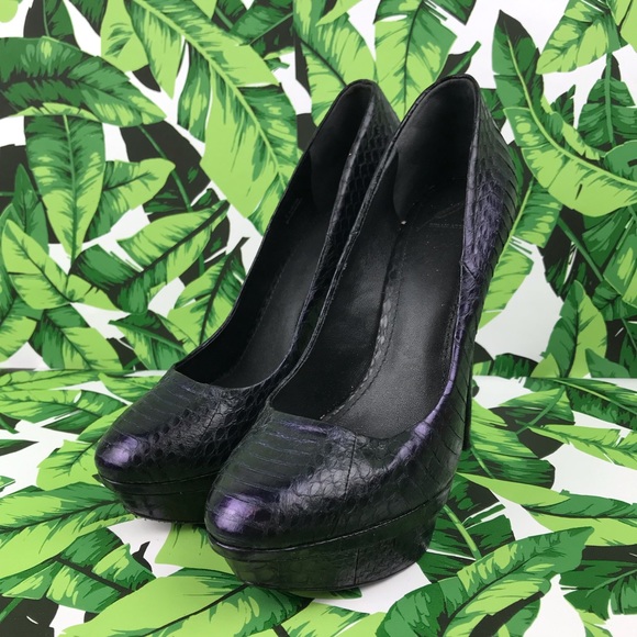Brian Atwood Fontanne Purple Snake Platforms - Picture 2 of 7